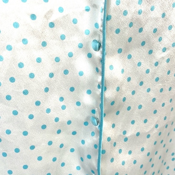 Oscar de la Renta Pink Label White Polka-Dot Cap-Sleeve Buttoned Blouse - Picture 4 of 8